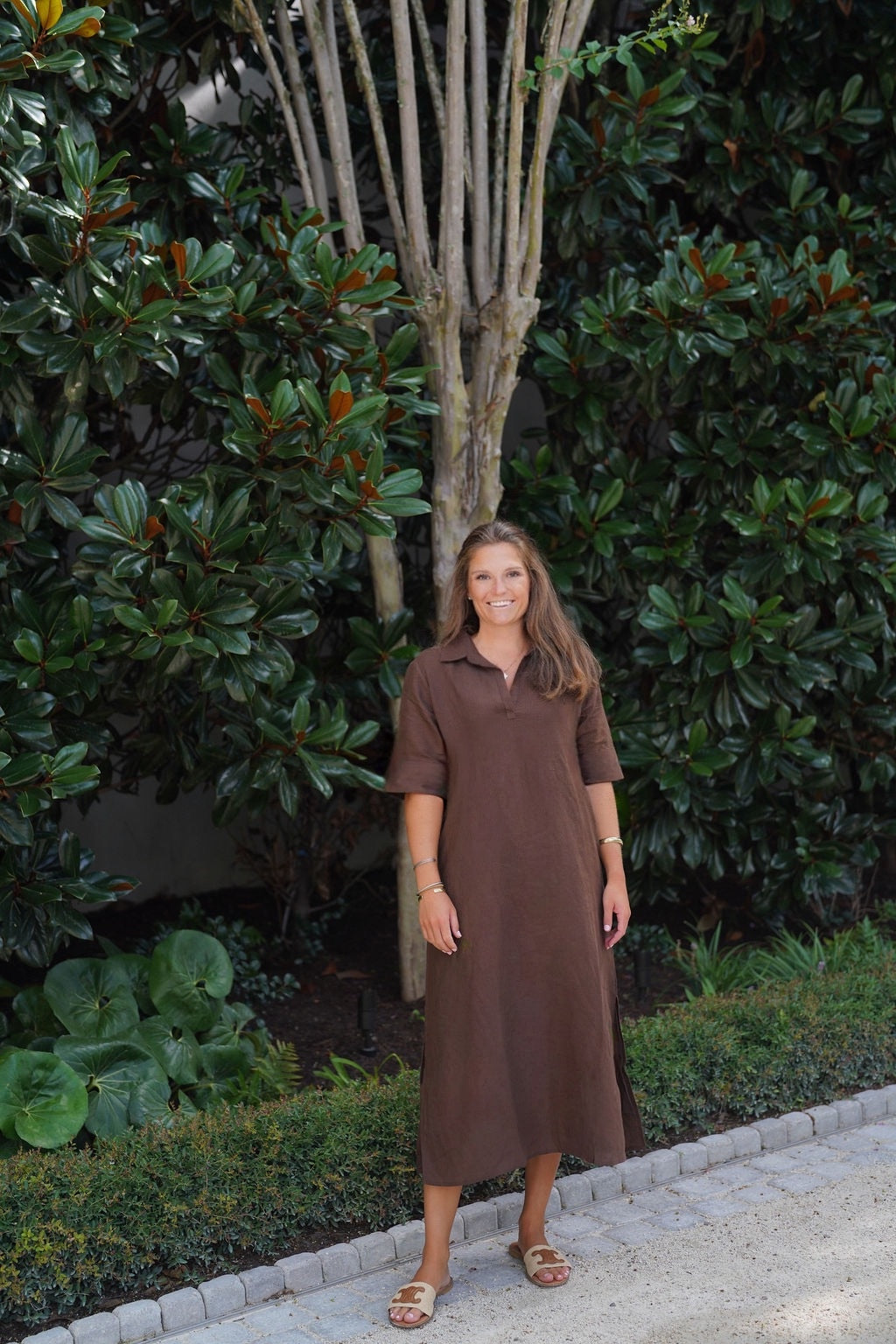 chocolate brown linen dress Darren Midi L A-Line Off Shoulder Tulle 100% Heavy weight linen LUCYFER-888Black Color:BONE
