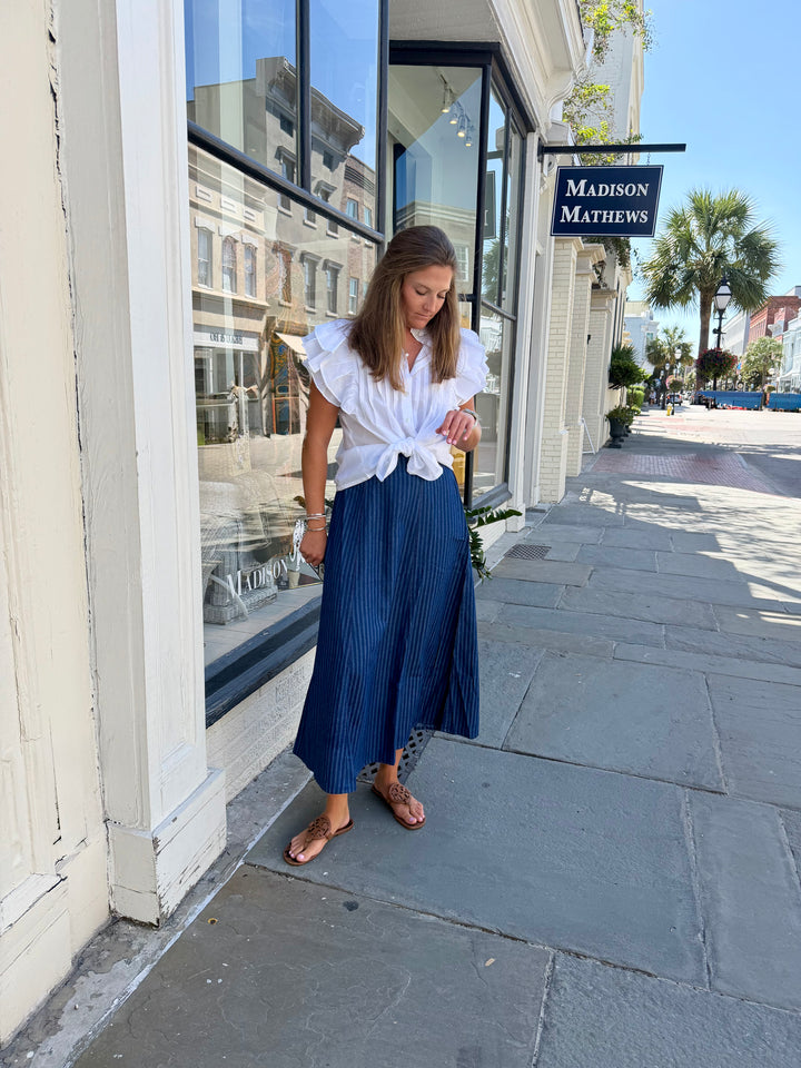 Hanley Midi Skirt Denim Stripe