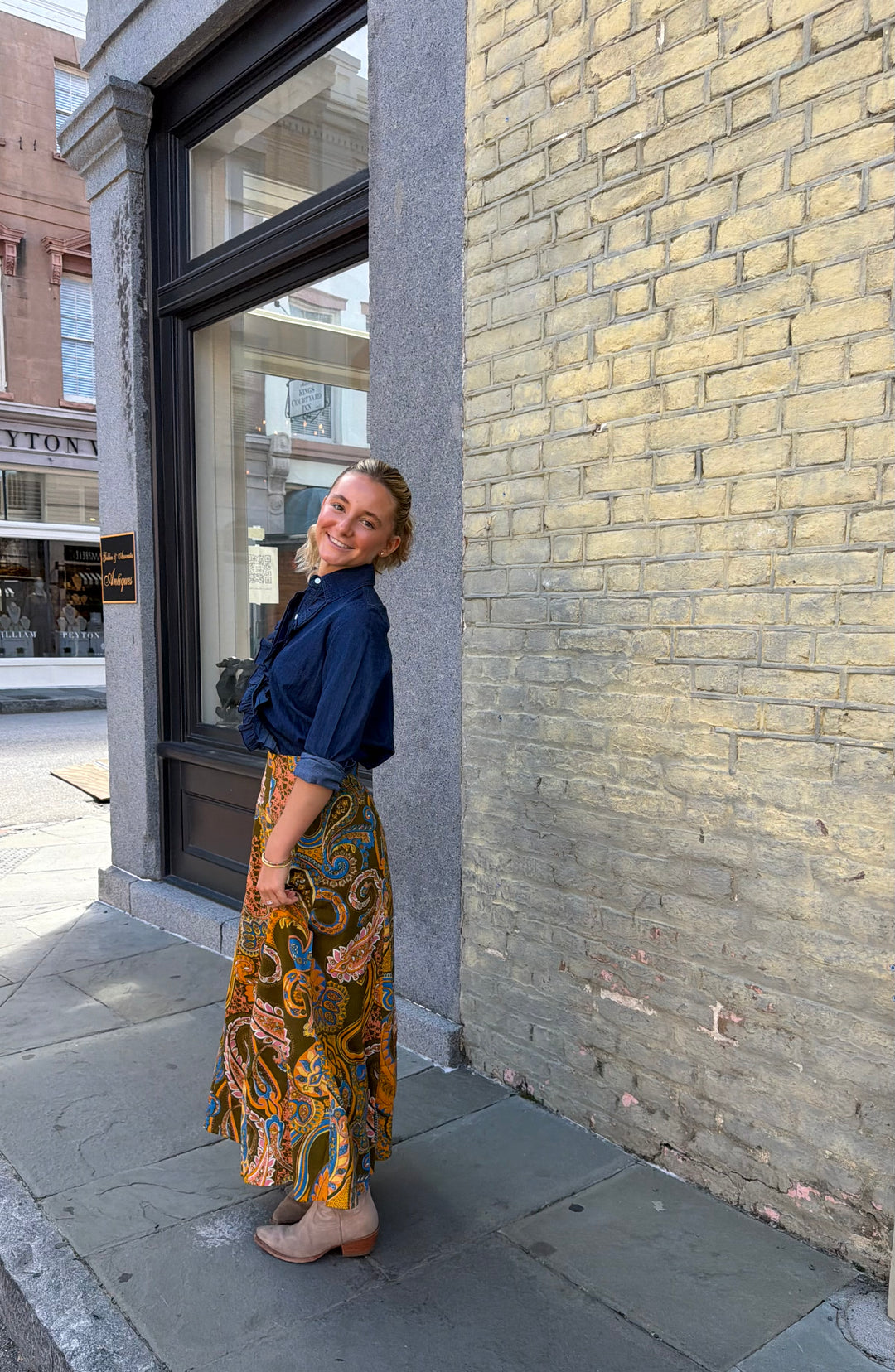 Hanley Midi Skirt Golden Harvest Paisley