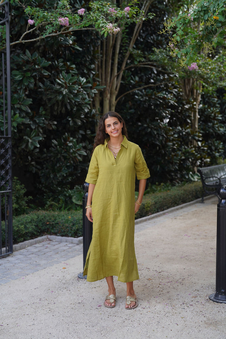 Darren Midi Dress Bay Leaf Linen