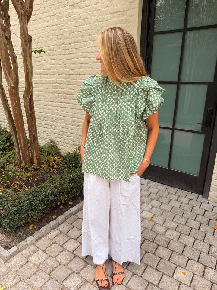 Addie Ruffle Shirt Sage Meadow Floral
