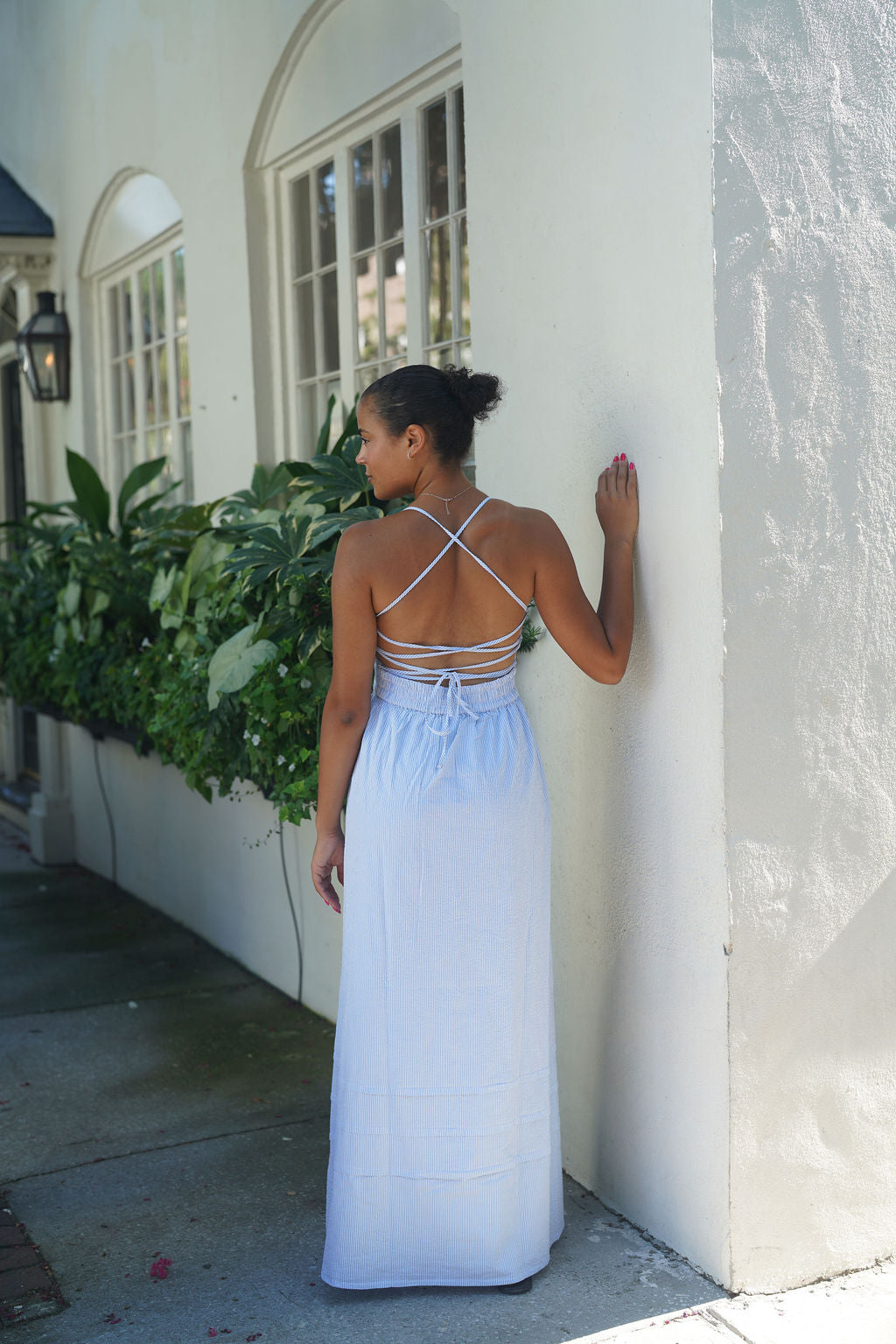Michele Maxi Dress Blue Seersucker