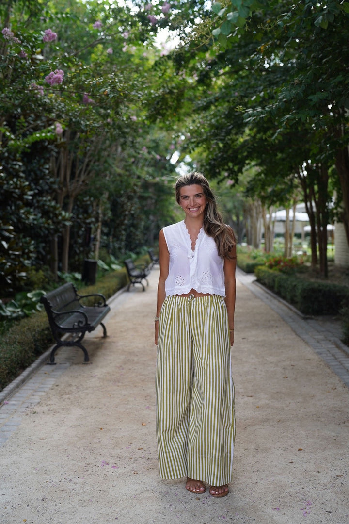 Palazzo Pants Sage Stripe