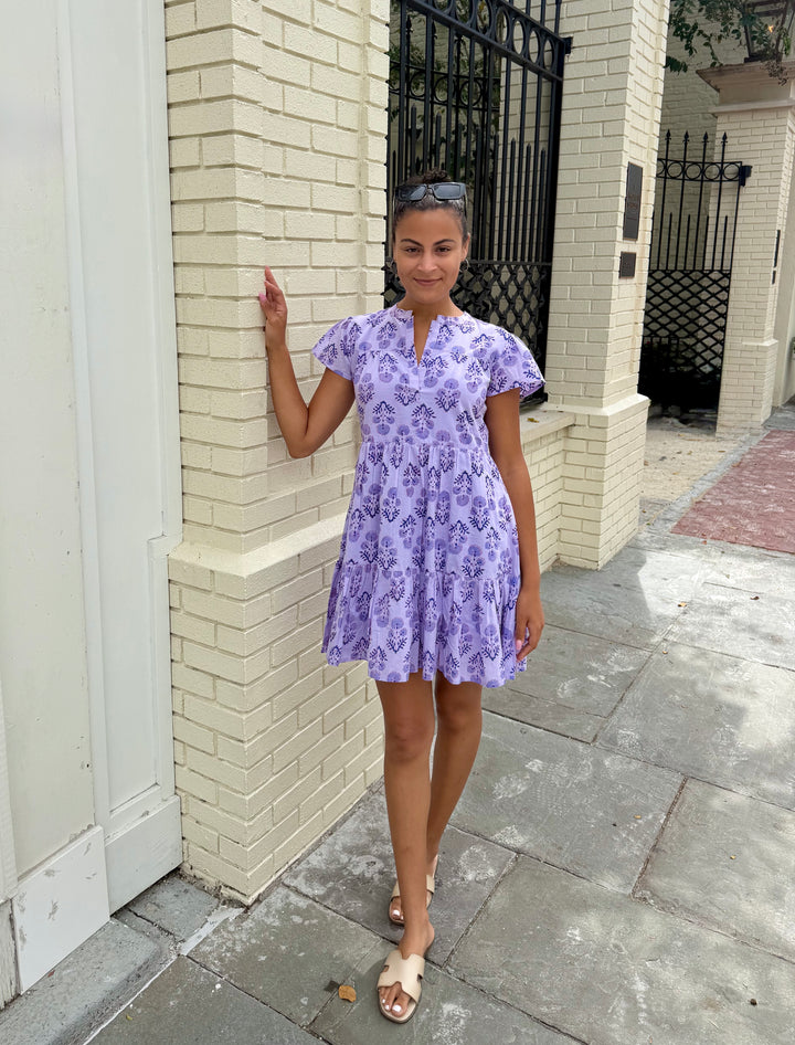 Folly Mini Dress Lilac Vintage Bloom Overdyed