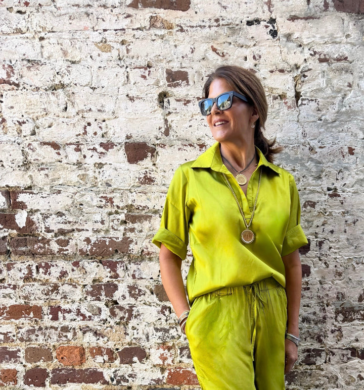 Camp Shirt Kiwi Green Silk