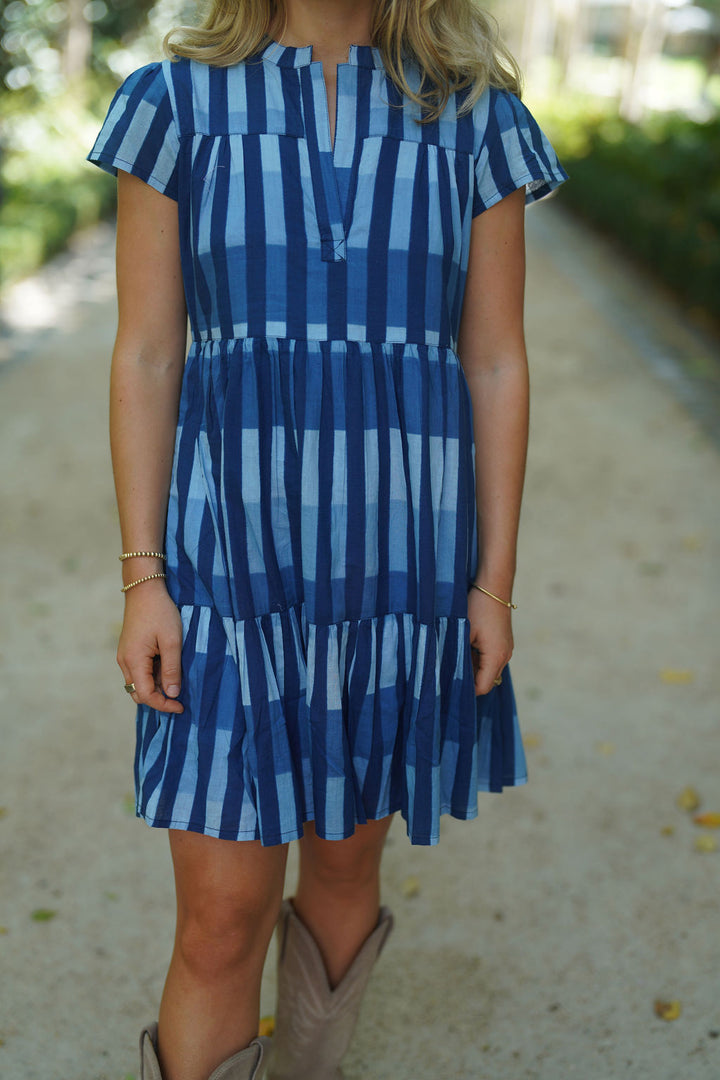 Folly Mini Dress Short Sleeve Multi Blue Kaleidoscope