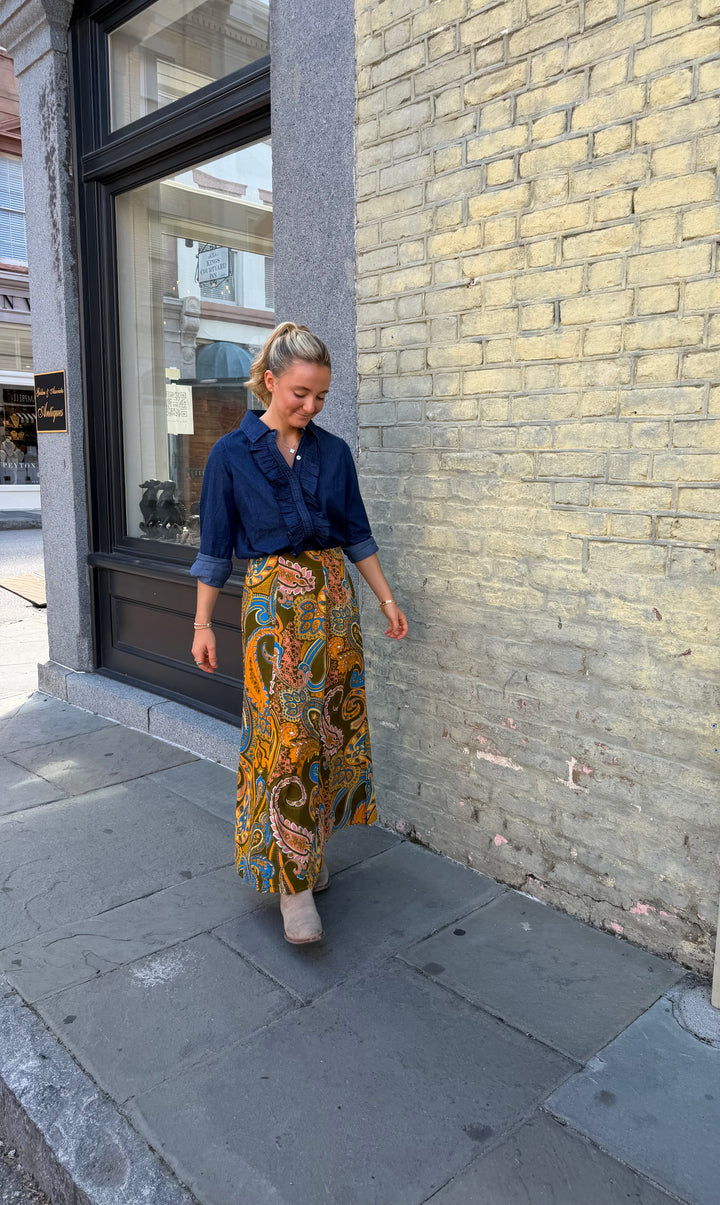 Hanley Midi Skirt Golden Harvest Paisley