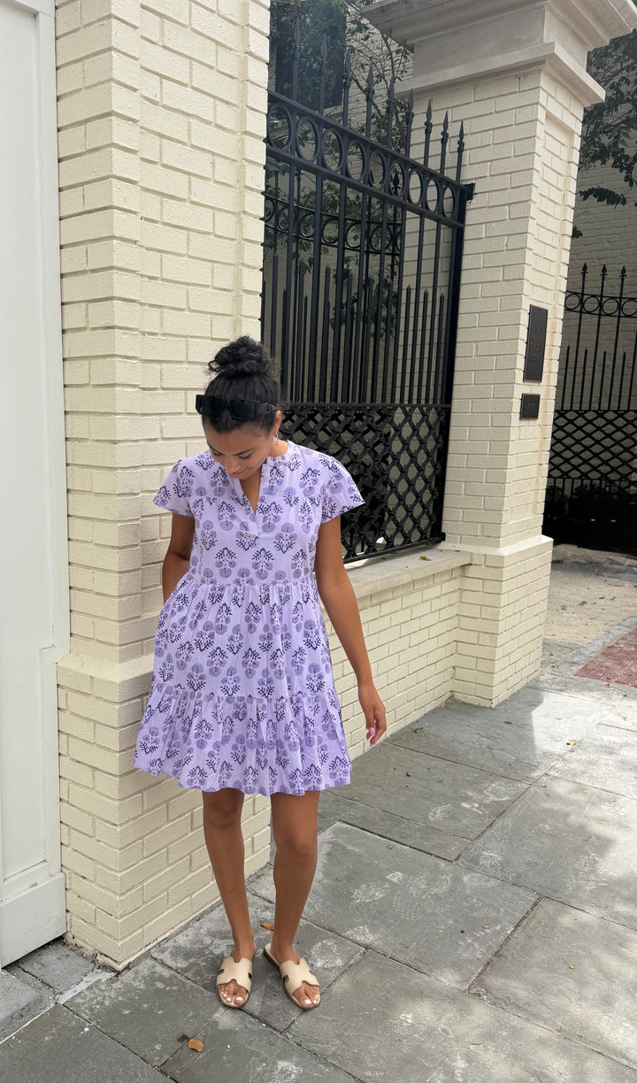 Folly Mini Dress Lilac Vintage Bloom Overdyed