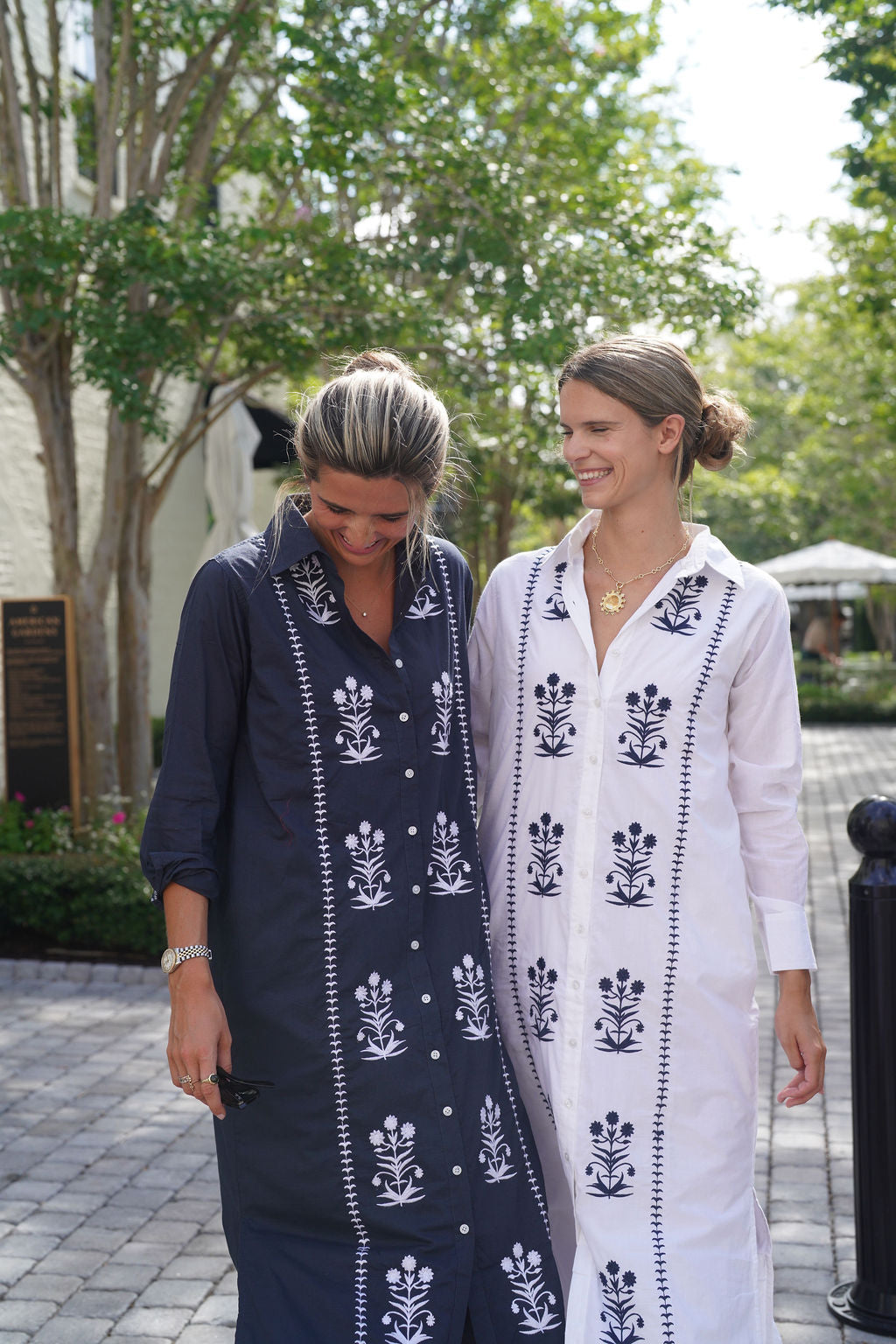 Cat Embroidered Maxi Dress Navy/White