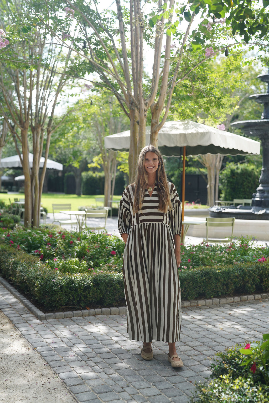 vertical striped maxi dress Purple Stripe Ruffle Hem Midi sweeping gown is a timeless choice for seaside dinners or summer weddings Striped Olive Maxi Dress |