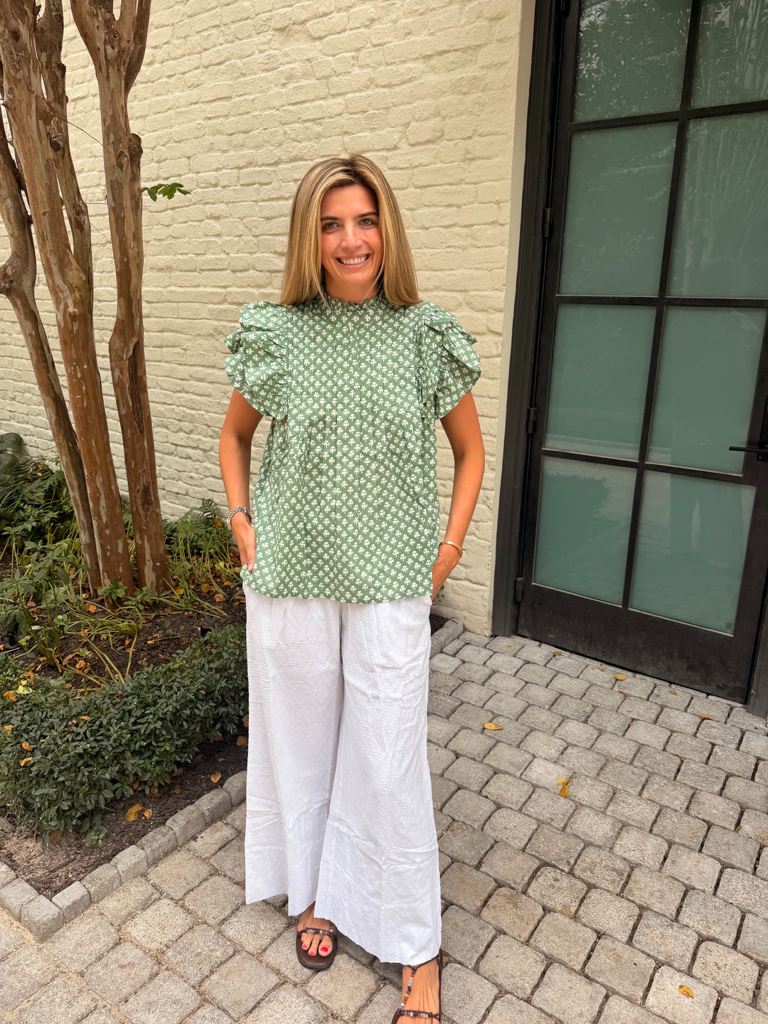 Addie Ruffle Shirt Sage Meadow Floral