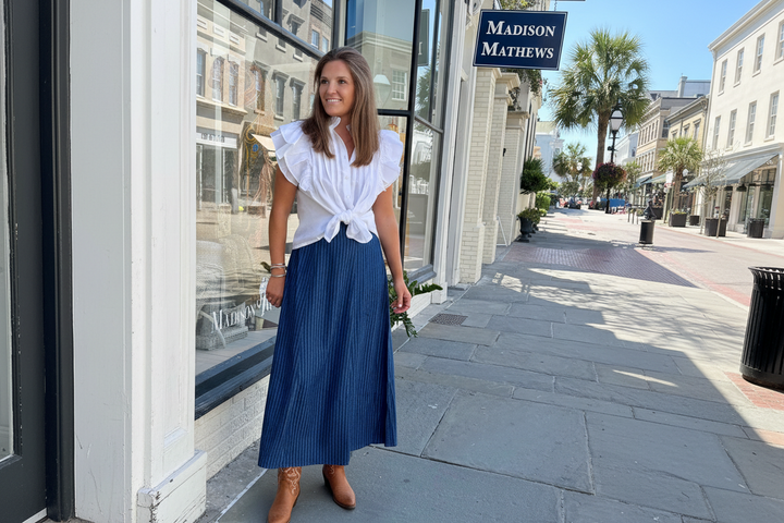 Hanley Midi Skirt Denim Stripe