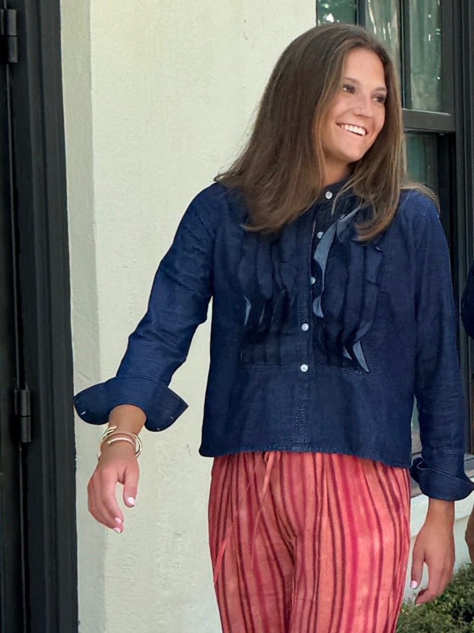 Finnegan Shirt Ruffle Indigo Denim