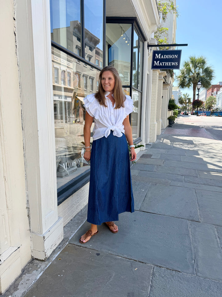 Hanley Midi Skirt Denim Stripe