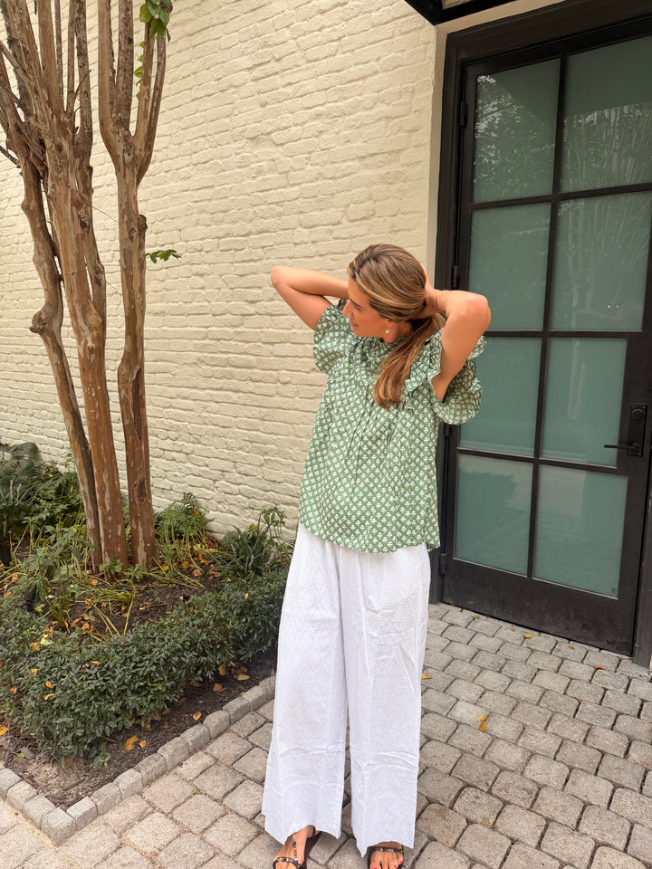 Addie Ruffle Shirt Sage Meadow Floral