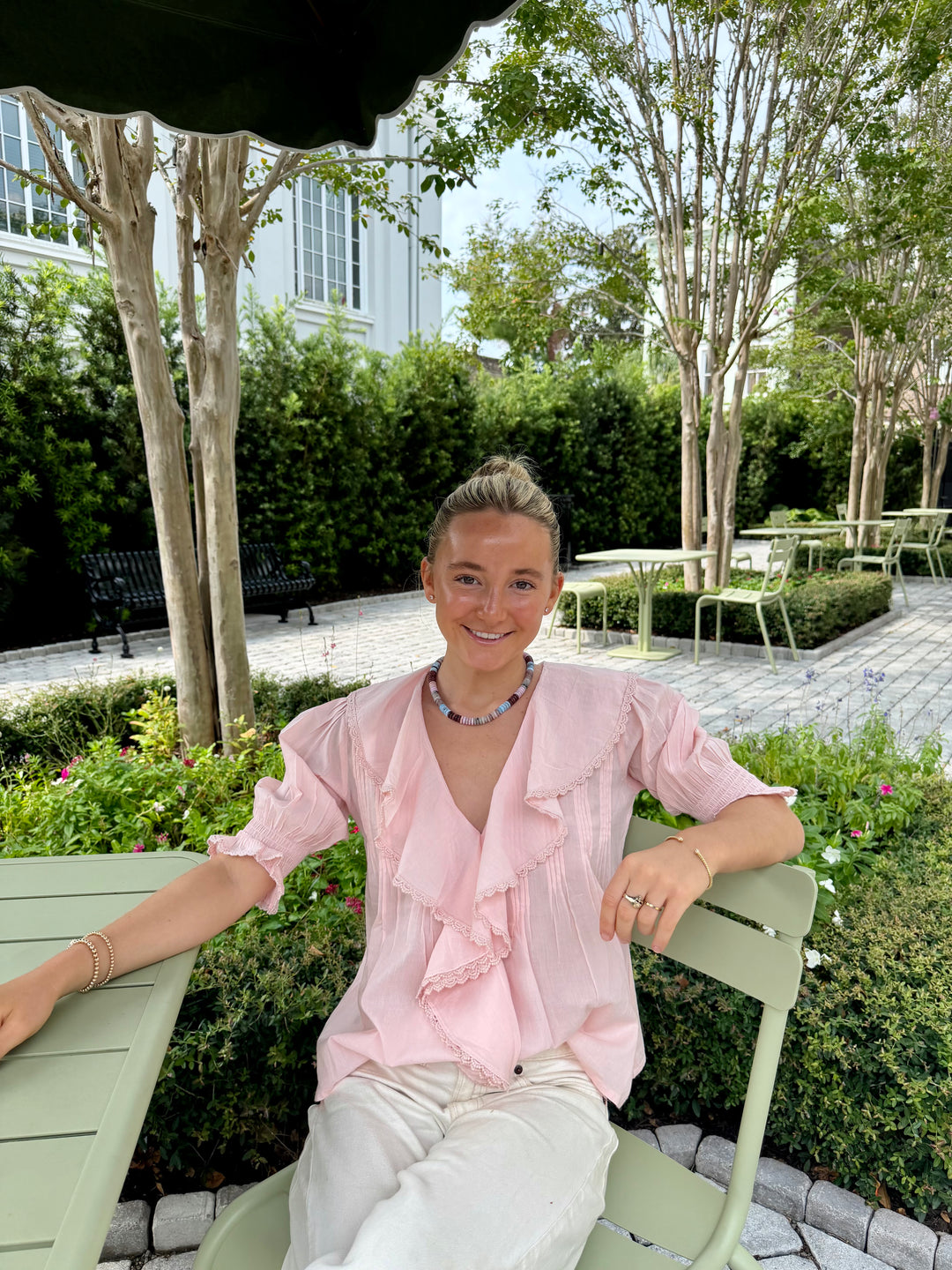 Amelia Ruffle Top Shell Pink
