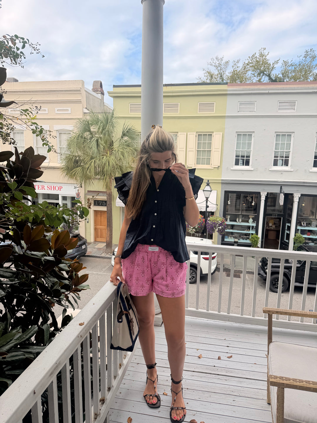 Addie Ruffle Shirt Navy