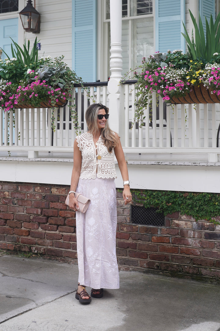 Hanley Maxi Skirt Sand Seersucker
