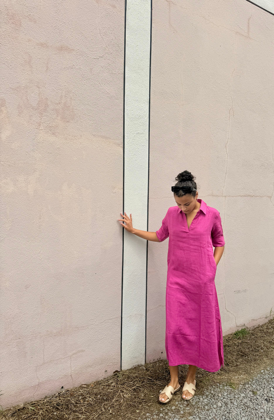 Darren Midi Dress Orchid Linen