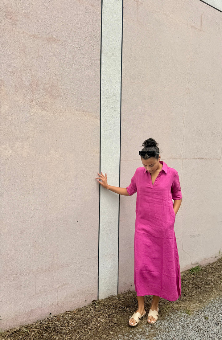 Darren Midi Dress Orchid Linen