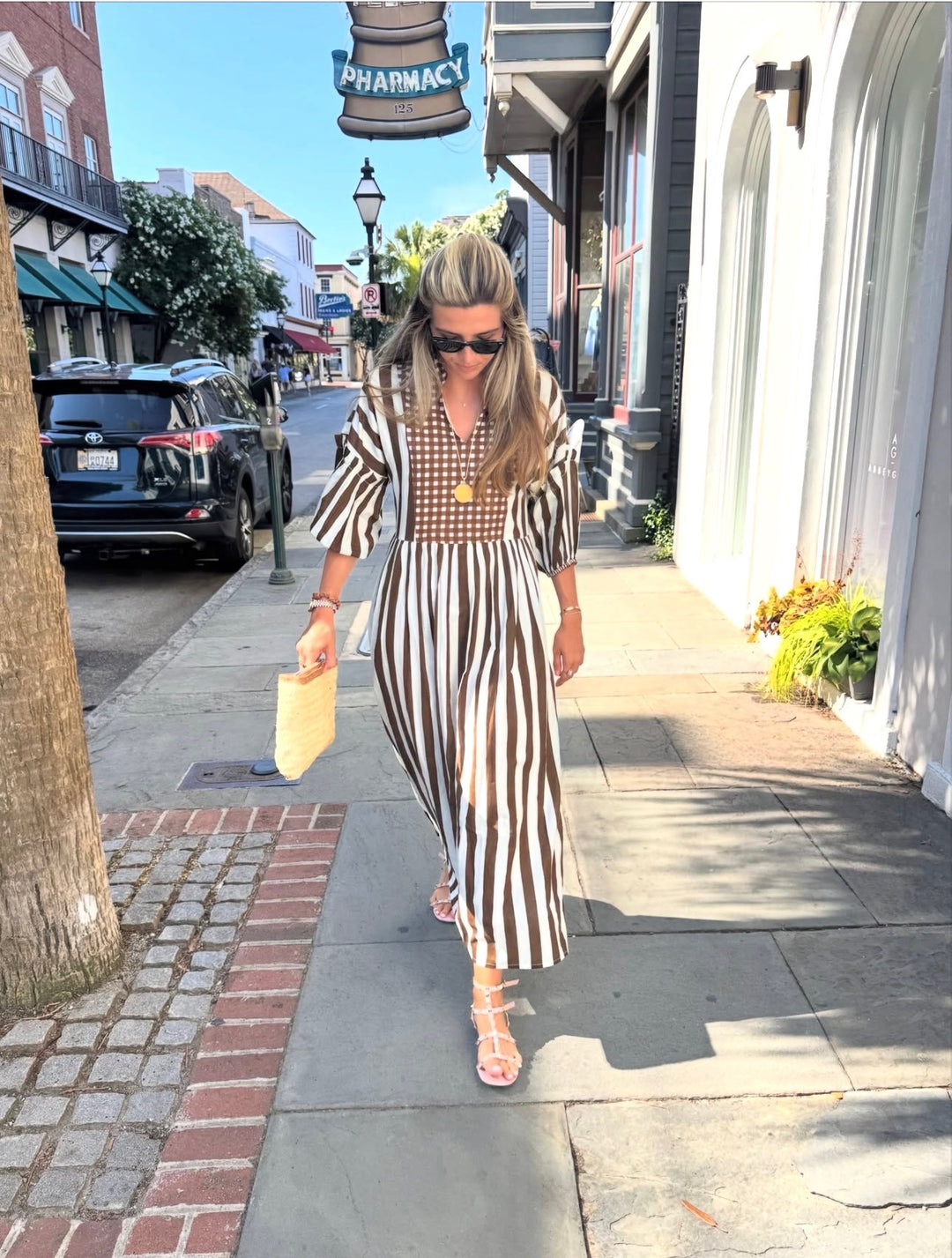 madison matthews dresses Mathews April Maxi in Sage Botanical Vine Madison Mathews Folly Cotton Dress
