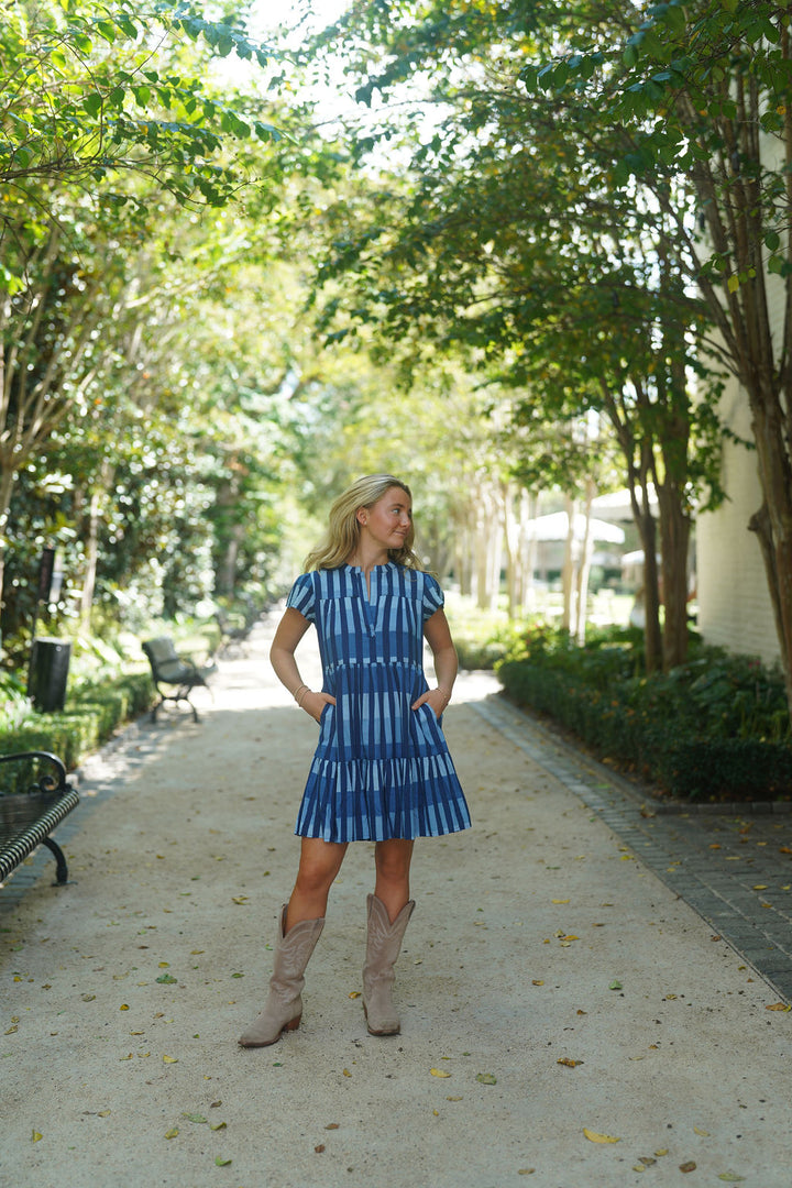 Folly Mini Dress Short Sleeve Multi Blue Kaleidoscope