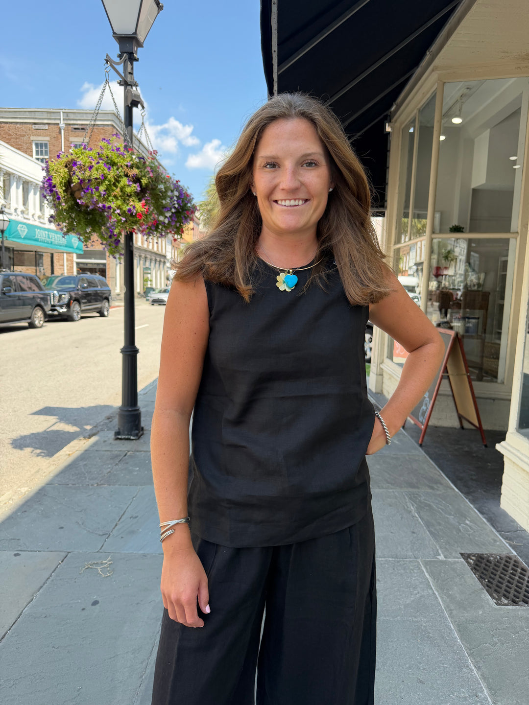 Hepburn Top Black Linen