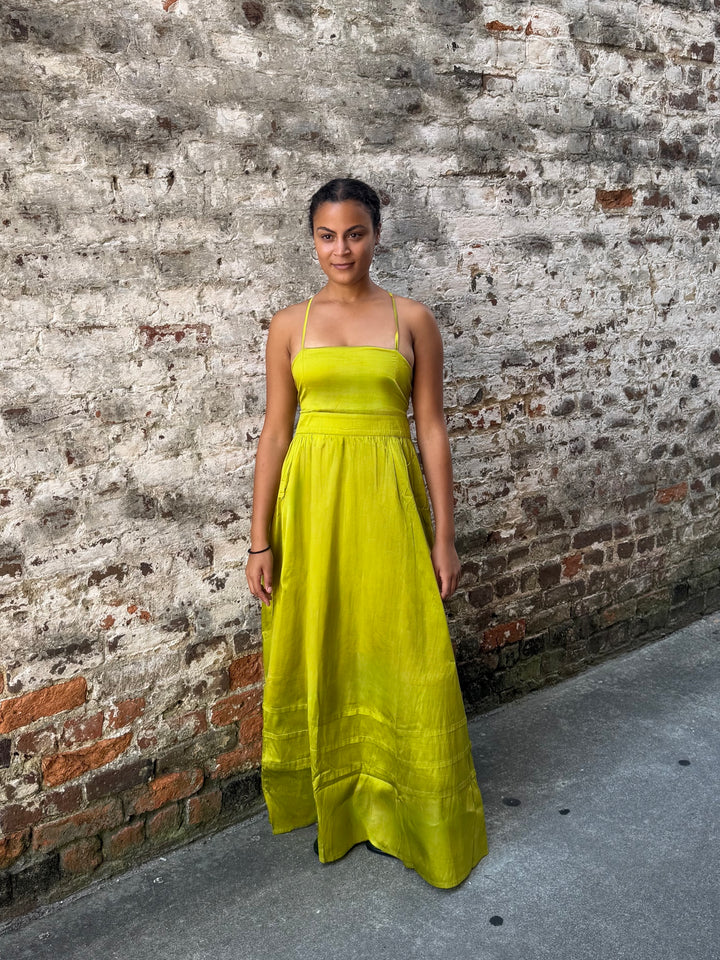 Michele Maxi Dress Kiwi Green Silk