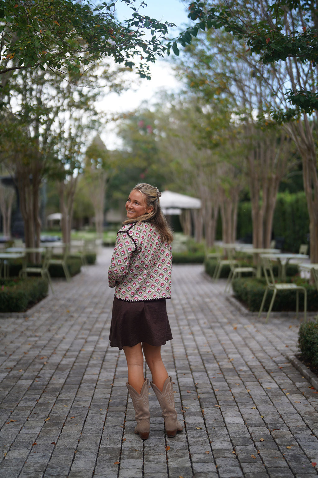 Quilted Jacket Sage Floral Print