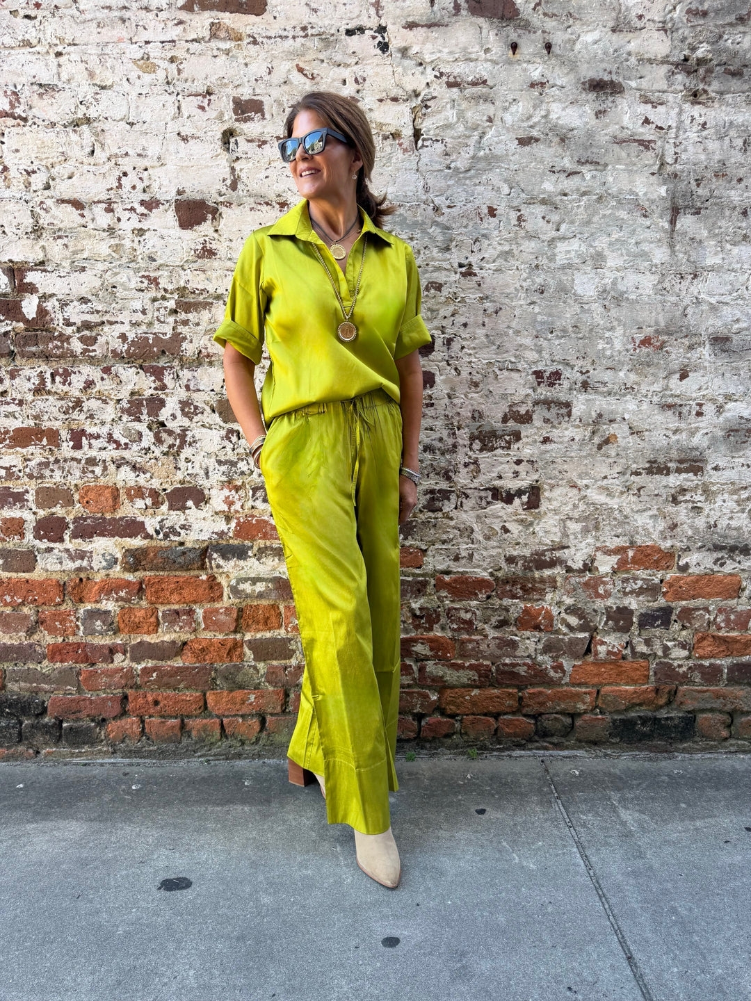 Camp Shirt Kiwi Green Silk