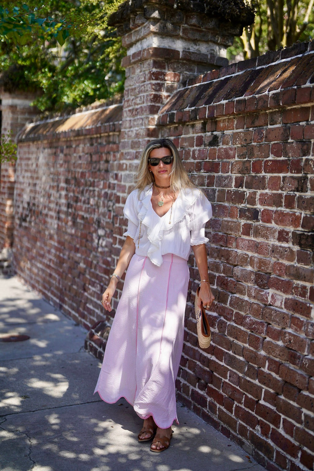 Hanley Super Maxi Skirt Pink Seersucker with Pink Piping – Shop Madison ...