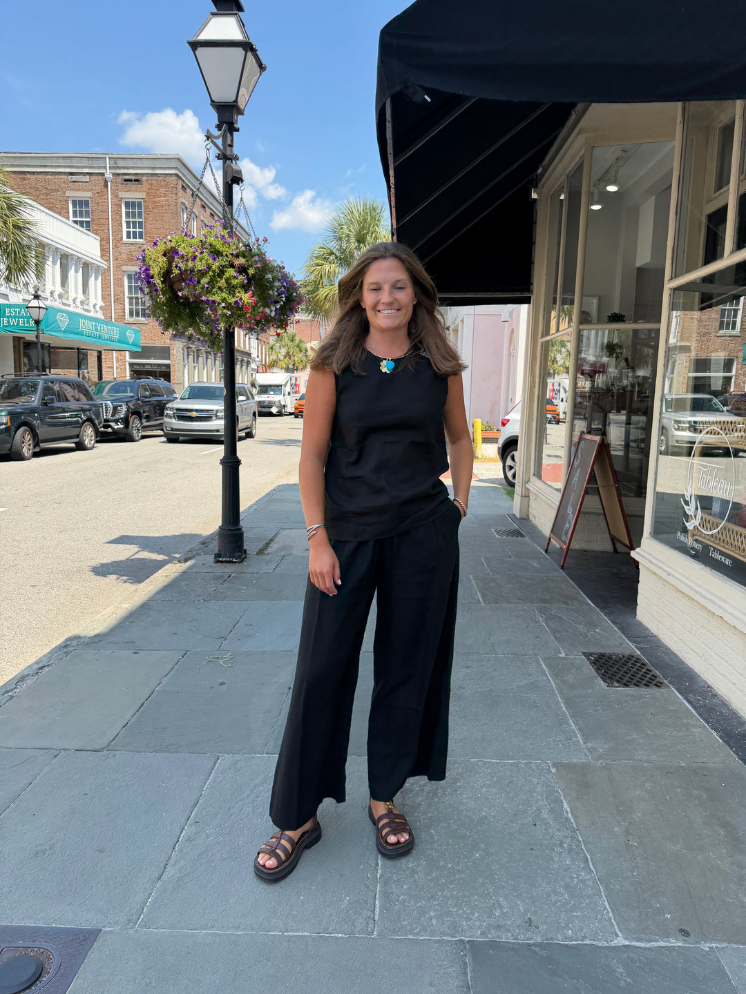 Hepburn Top Black Linen