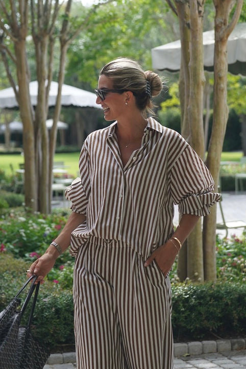Estelle Shirt Latte Stripe