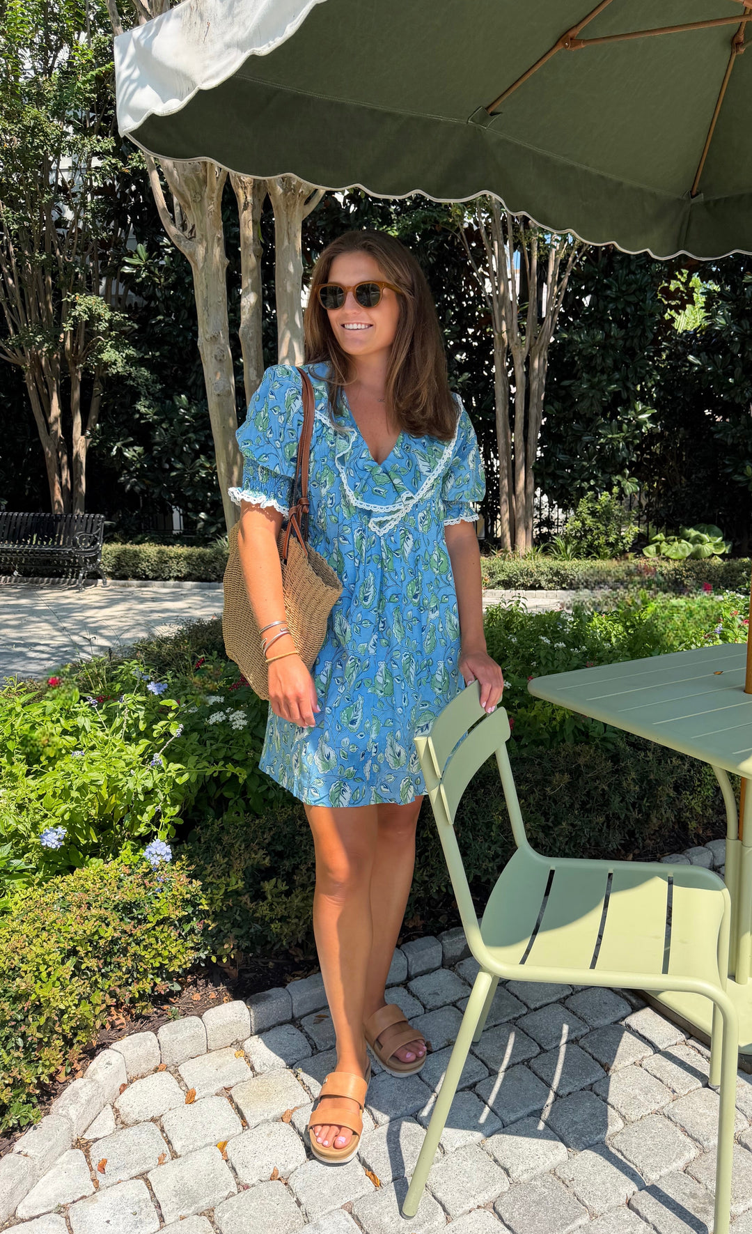Amelia Mini Dress Sea Glass Botanical