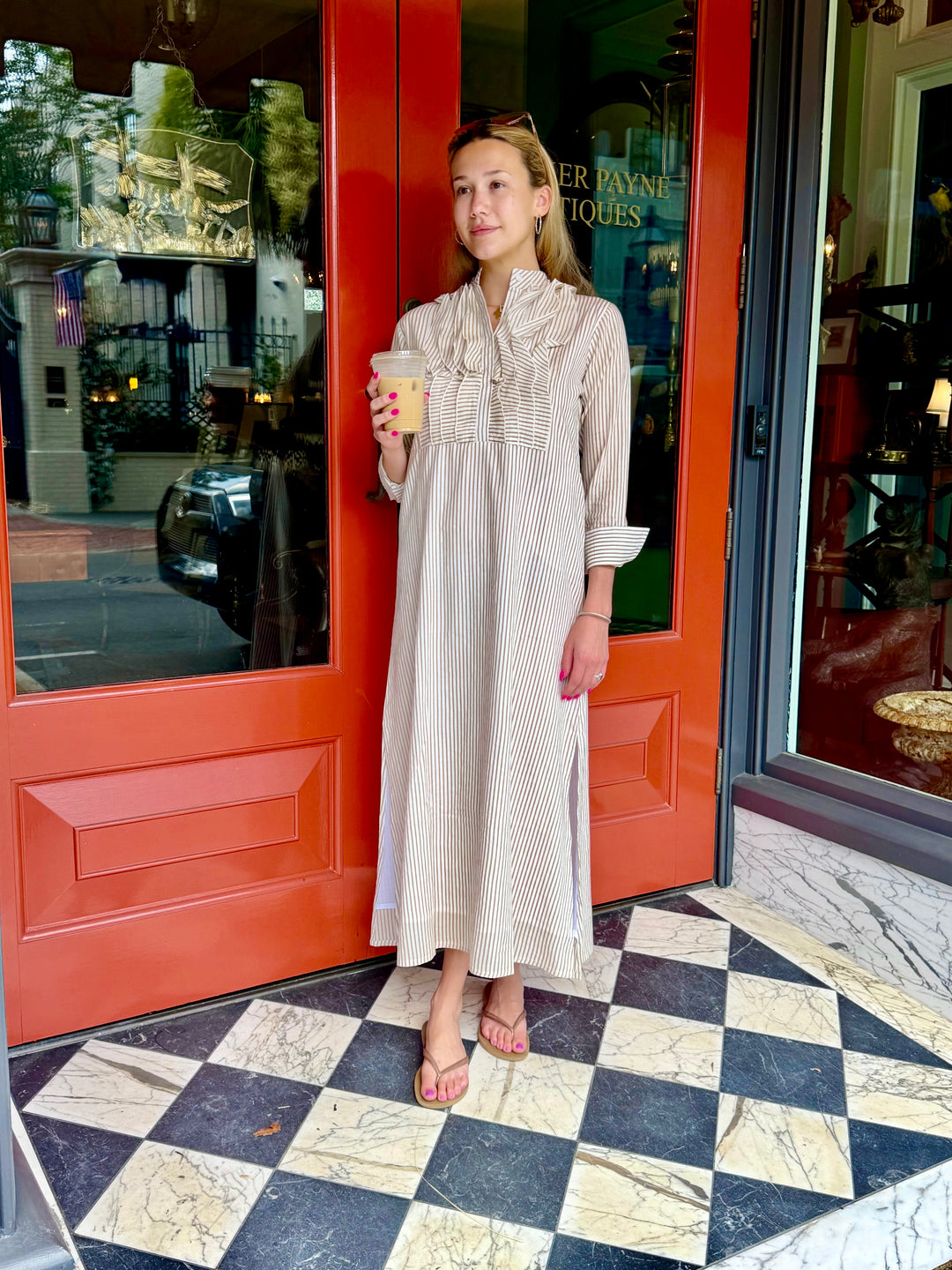 madison matthews dresses Mathews April Maxi in Sage Botanical Vine Madison Mathews Folly Cotton Dress
