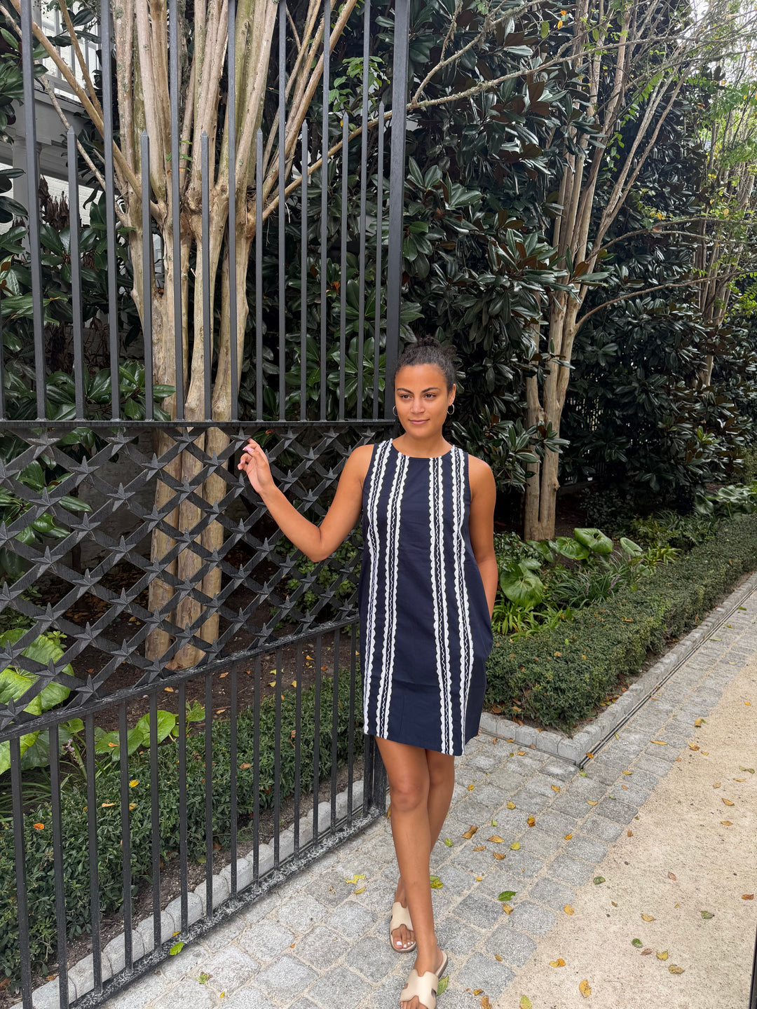 Hepburn Mini Dress Navy and White