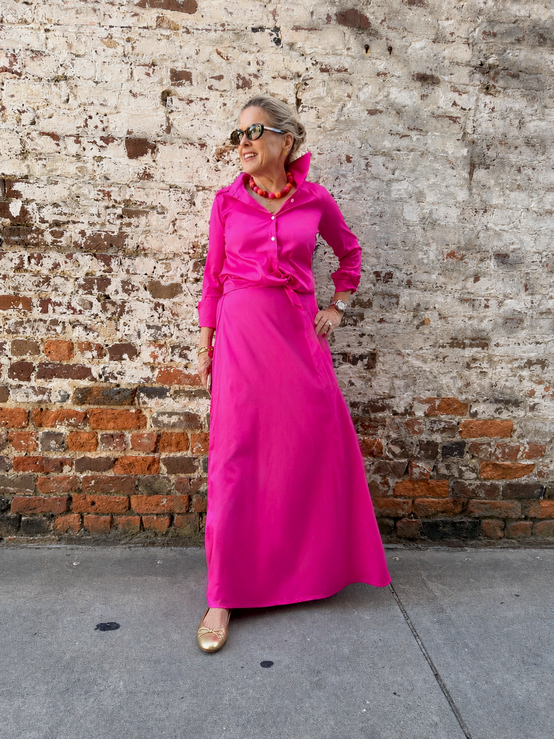 Hanley Midi Skirt Fuchsia Silk