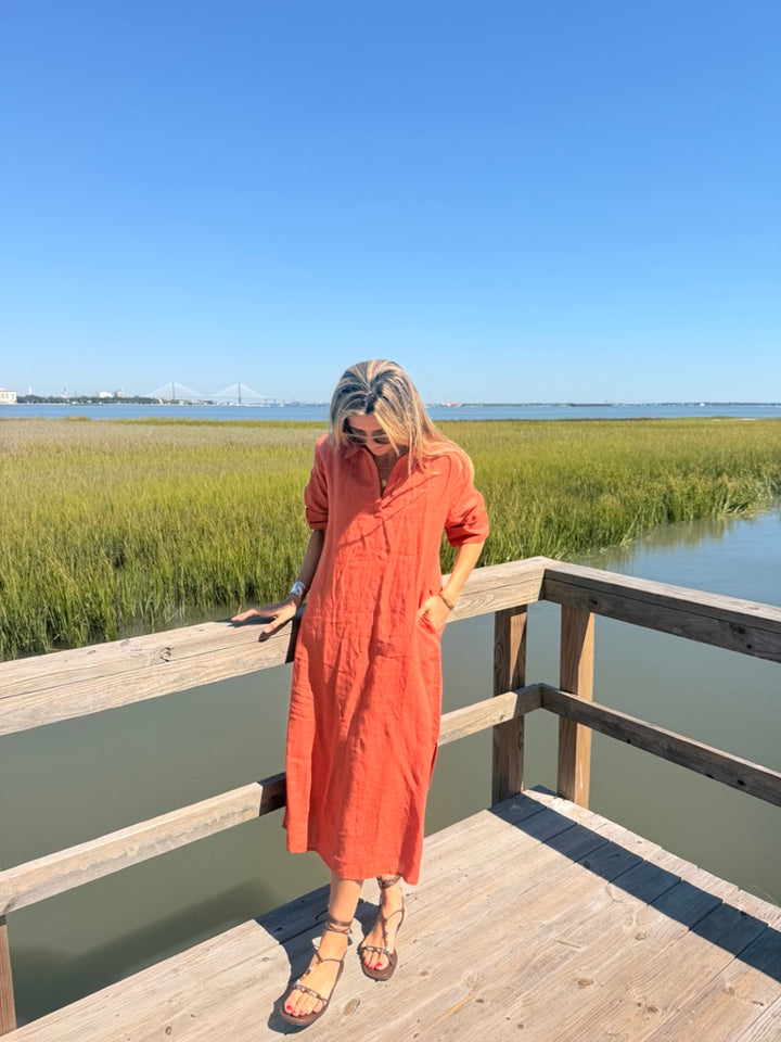 Darren Midi Dress Linen