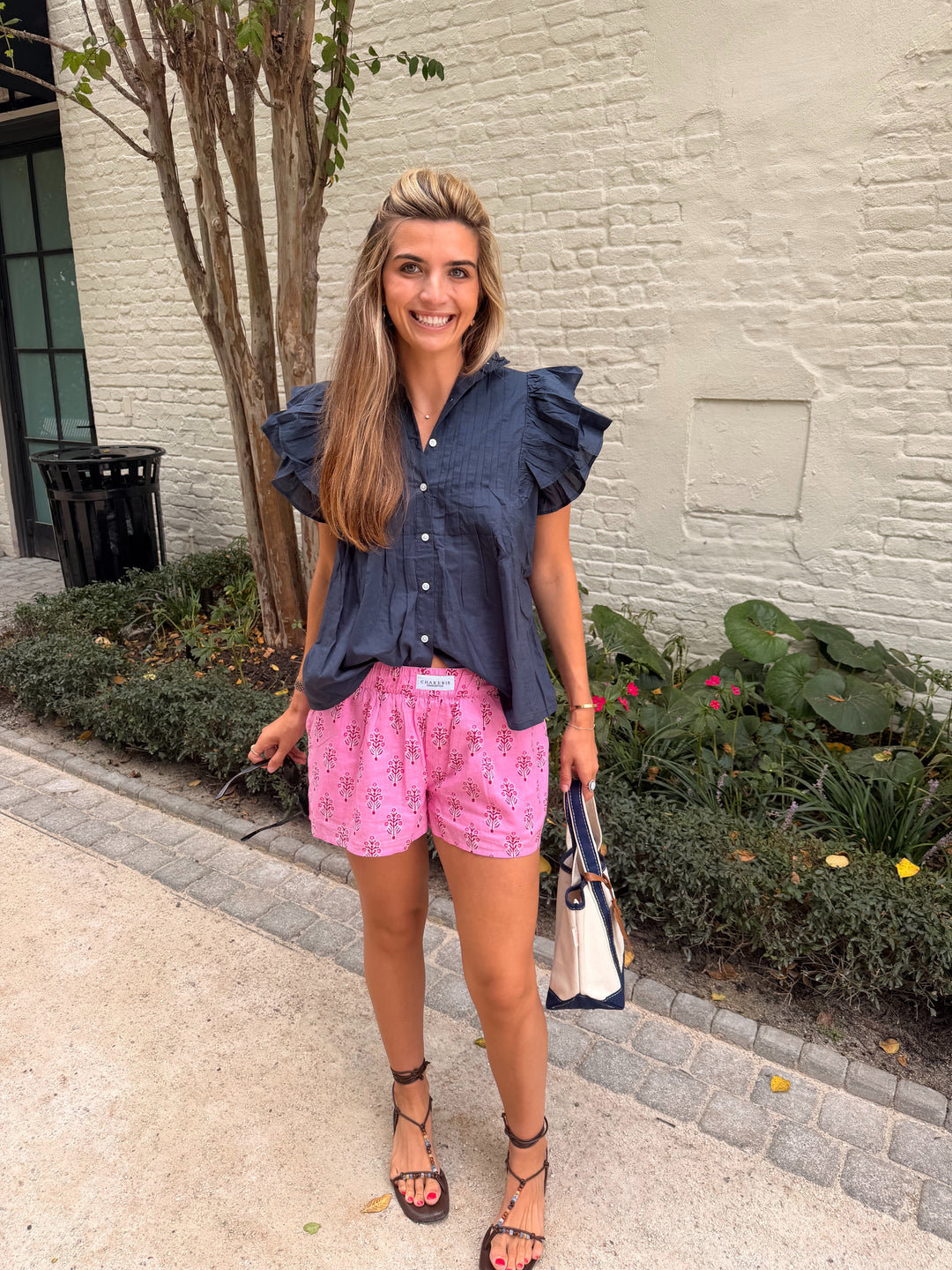 Addie Ruffle Shirt Navy