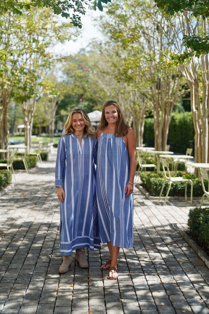 Tabby Midi Dress Coastal Blue Woven Stripe