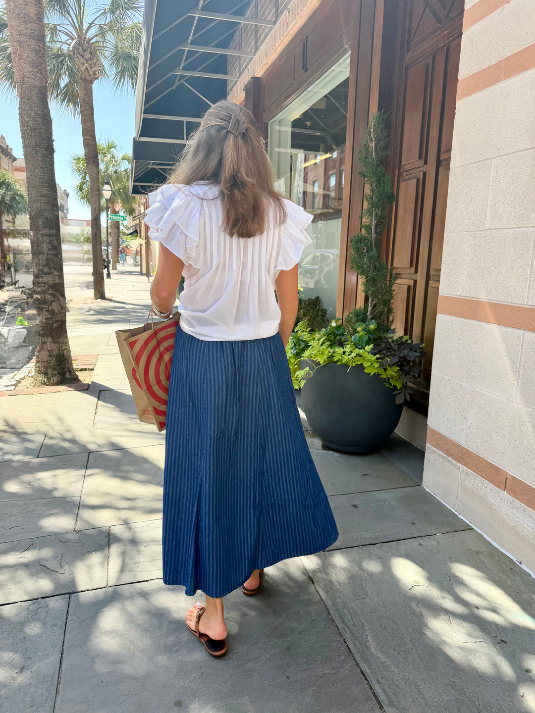 Hanley Midi Skirt Denim Stripe