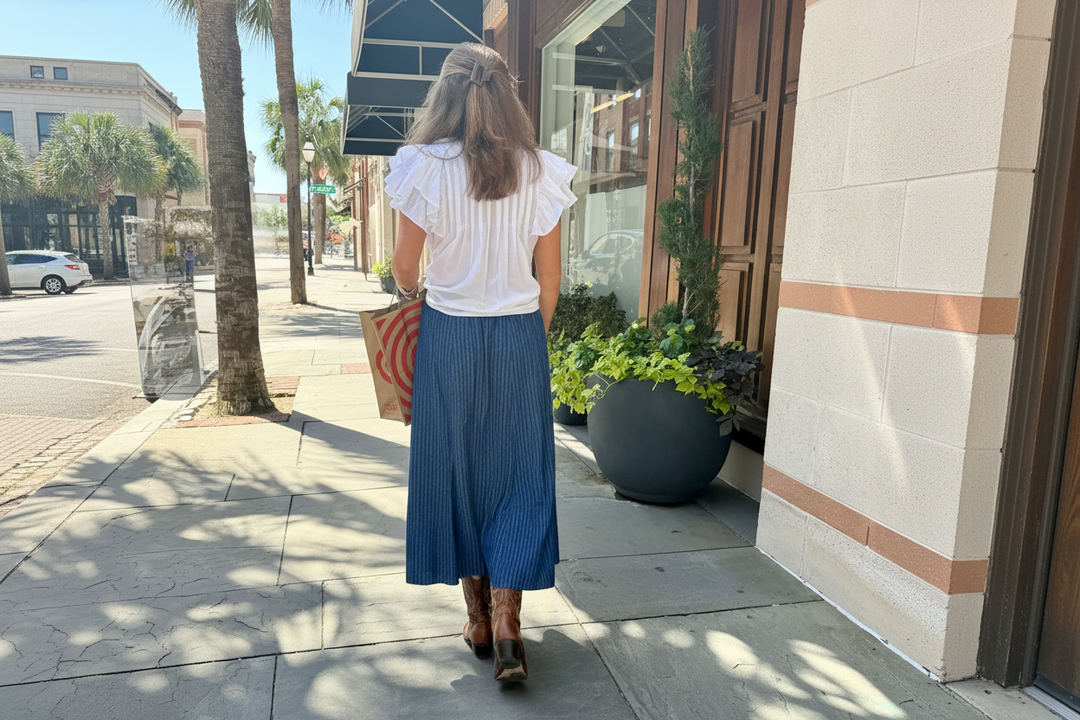 Hanley Midi Skirt Denim Stripe