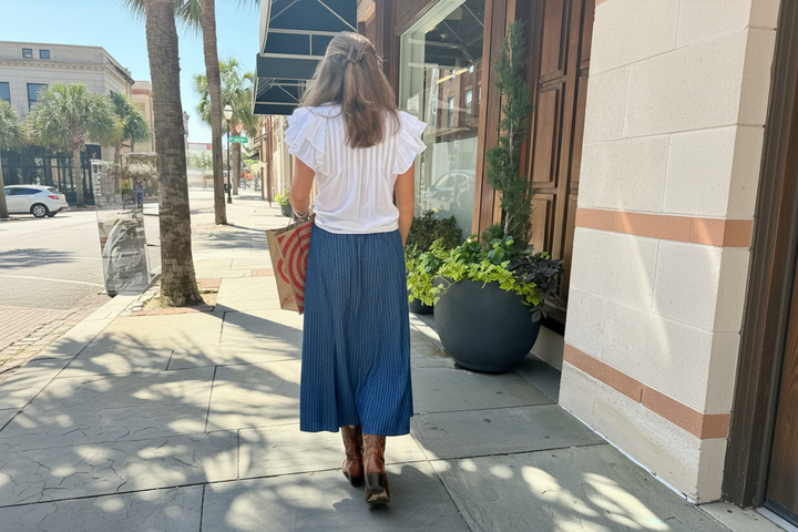 Hanley Midi Skirt Denim Stripe
