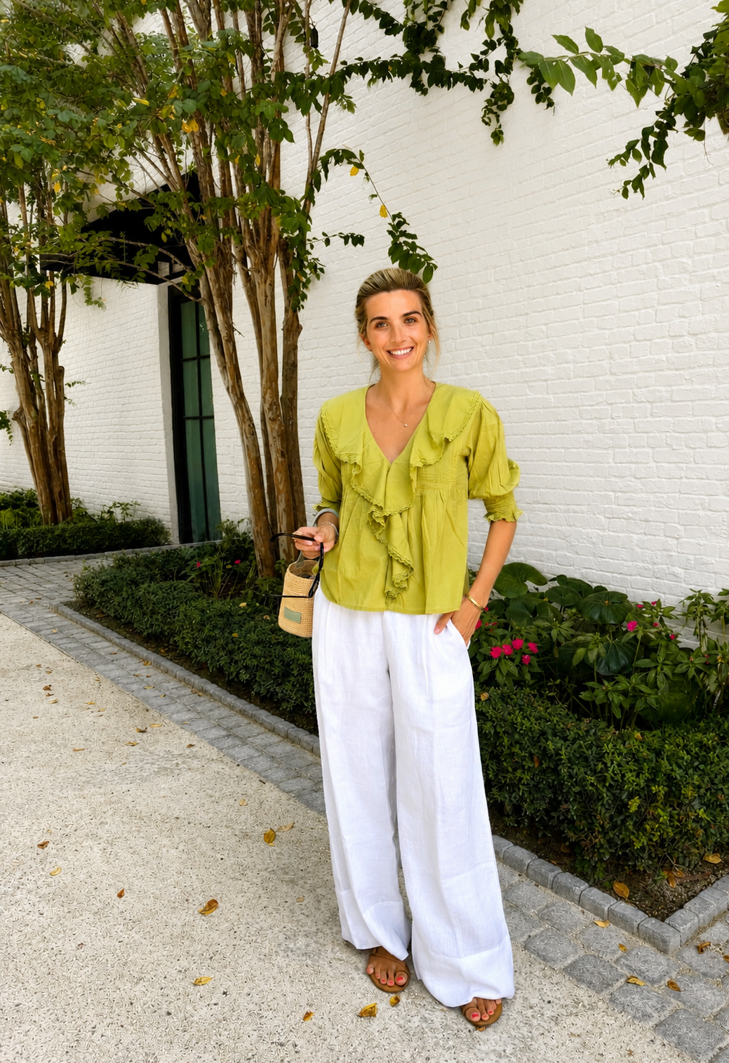 Amelia Ruffle Top Bay Leaf