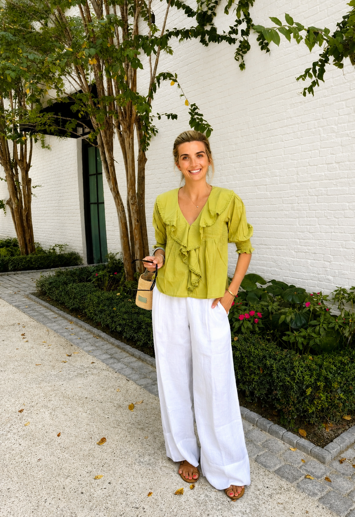 Amelia Ruffle Top Bay Leaf