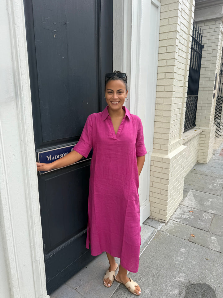 Darren Midi Dress Orchid Linen