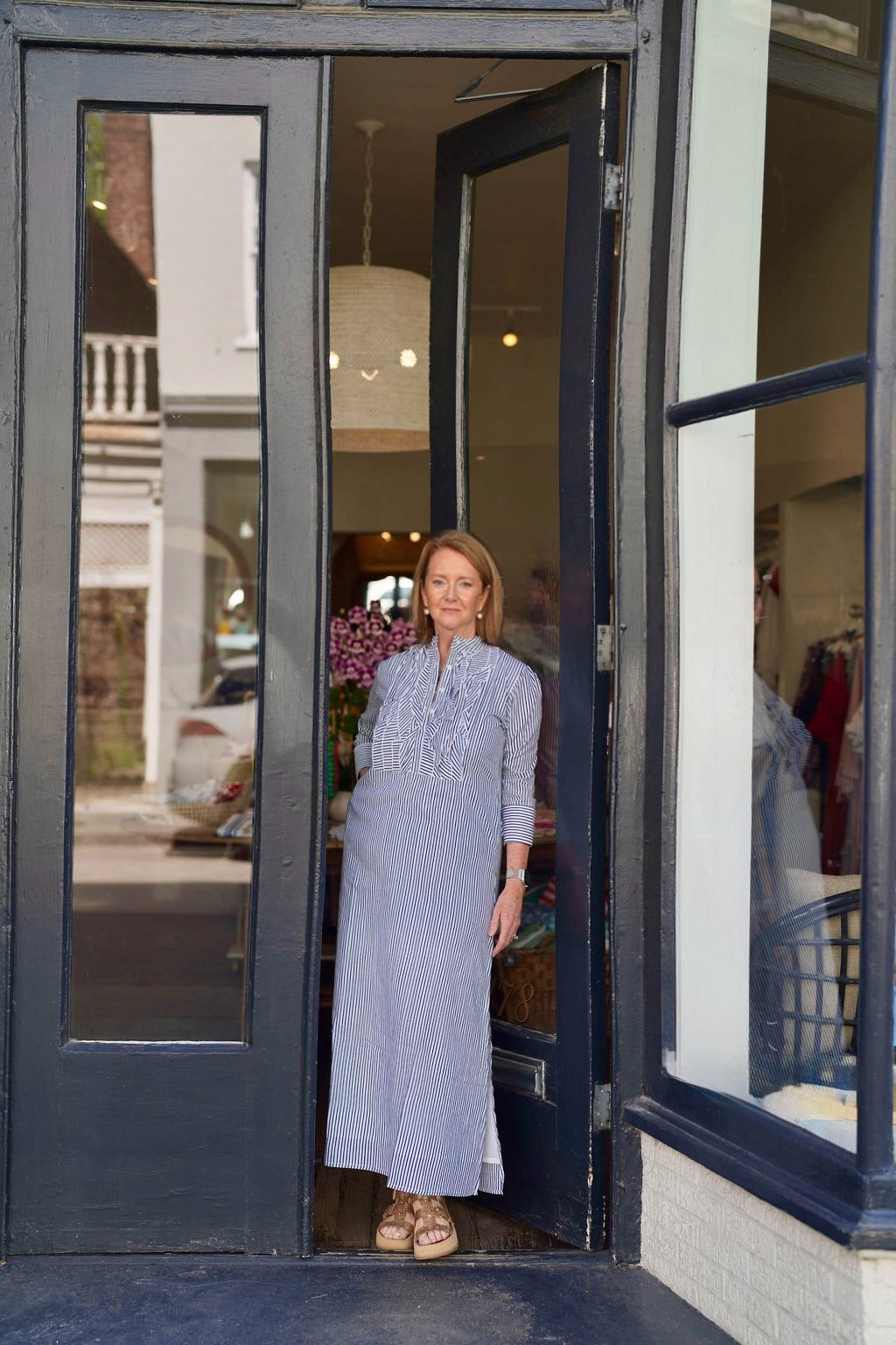 Finnegan Maxi Dress Nautical Navy Stripe – Shop Madison Mathews