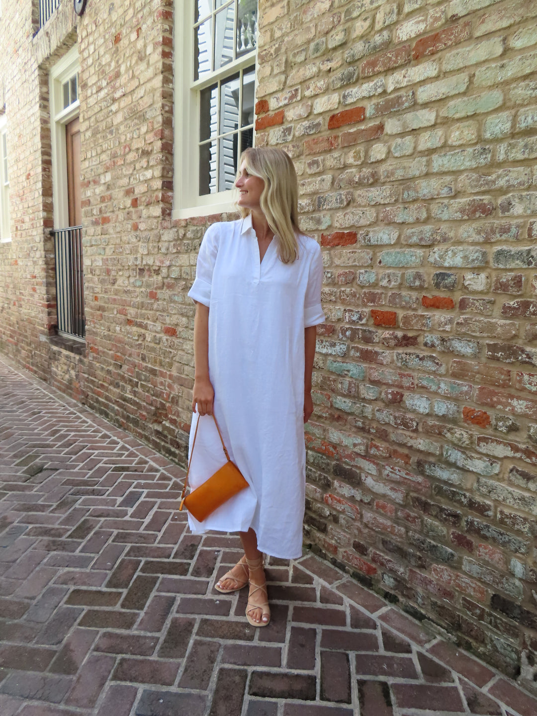 Darren Midi Dress Short Sleeve White Linen – Shop Madison Mathews