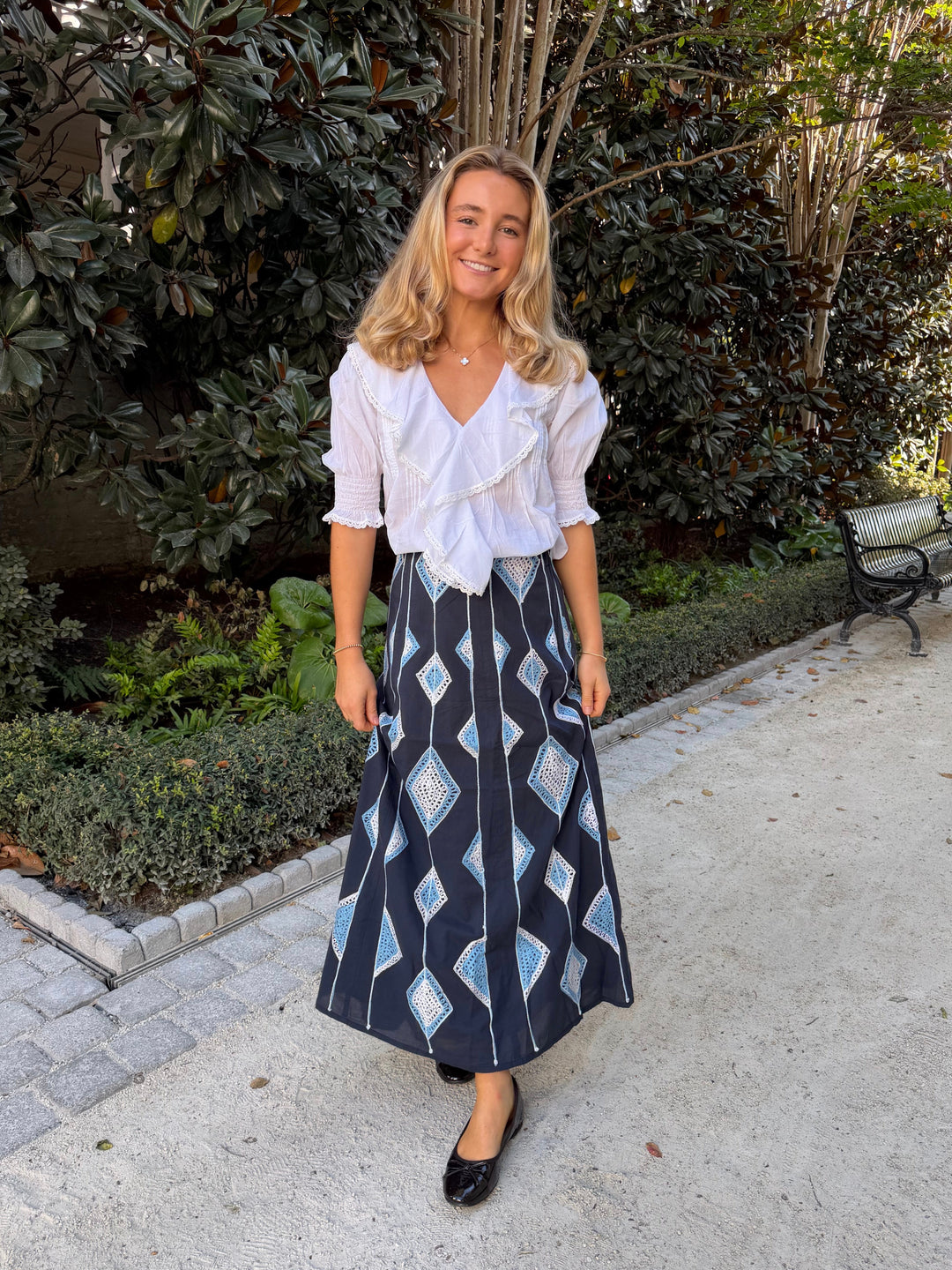 Hanley Midi Skirt Diamond Crochet